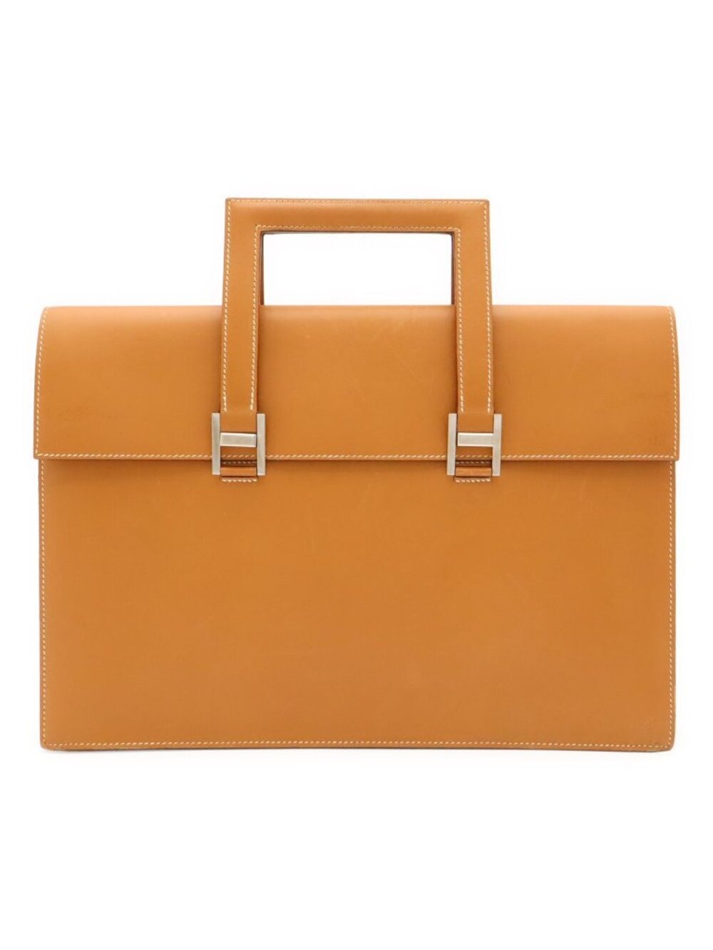 Hermes 365 PM Business Briefcase Document Purse Tablet Case Leather Light Brown